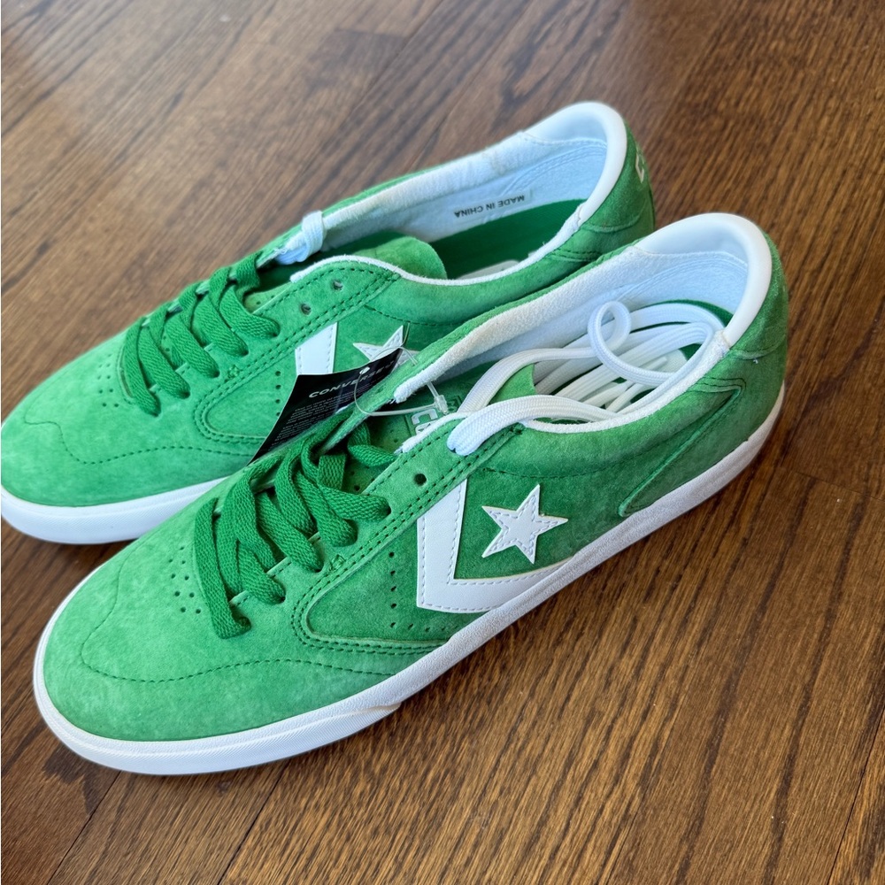 Converse Green Suede Sneakers with White Accents